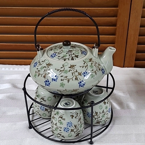 Pier 1 Imports Tomoko Tea Set Teapot Cups